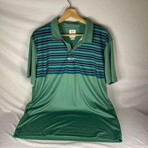 Oakley Men's Golf Polo with Blue and Green Stripes